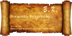 Burgreth Krisztián névjegykártya